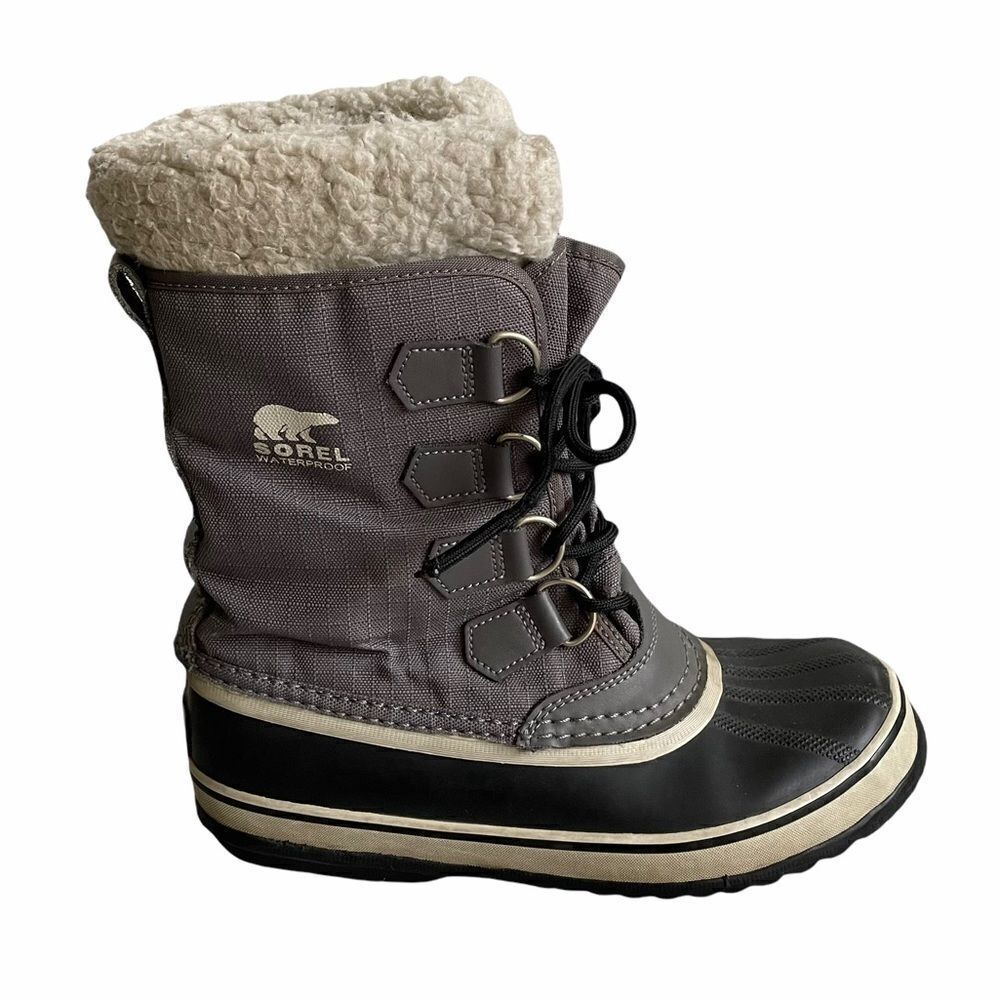 Sorel Women's Carnival Waterproof Winter Snow Boots Grey Black Size 7